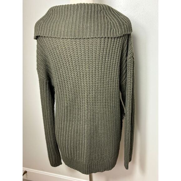 NWT Calvin Klein Chunky Cable Knit Long Sweater Army Green Women's Size Large - Picture 6 of 8